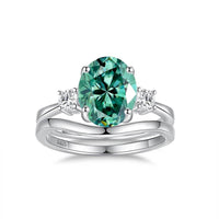 2ct Oval Moissanite Double Ring Set - SnaggIt