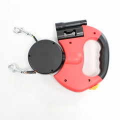 2-in-1 Retractable Dual Dog Leash – Reflective Lead with Built-In Flashlight & Anti-Tangle Clip