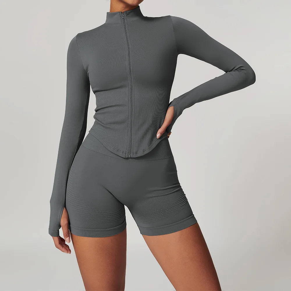 Women's 2/3/4-Piece Seamless Yoga Set | Long Sleeve Tracksuit Sports Bra Gym Leggings Activewear