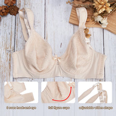 Plus Size Floral Lace Minimizer Bra | Underwire Full Coverage Unpadded High Support