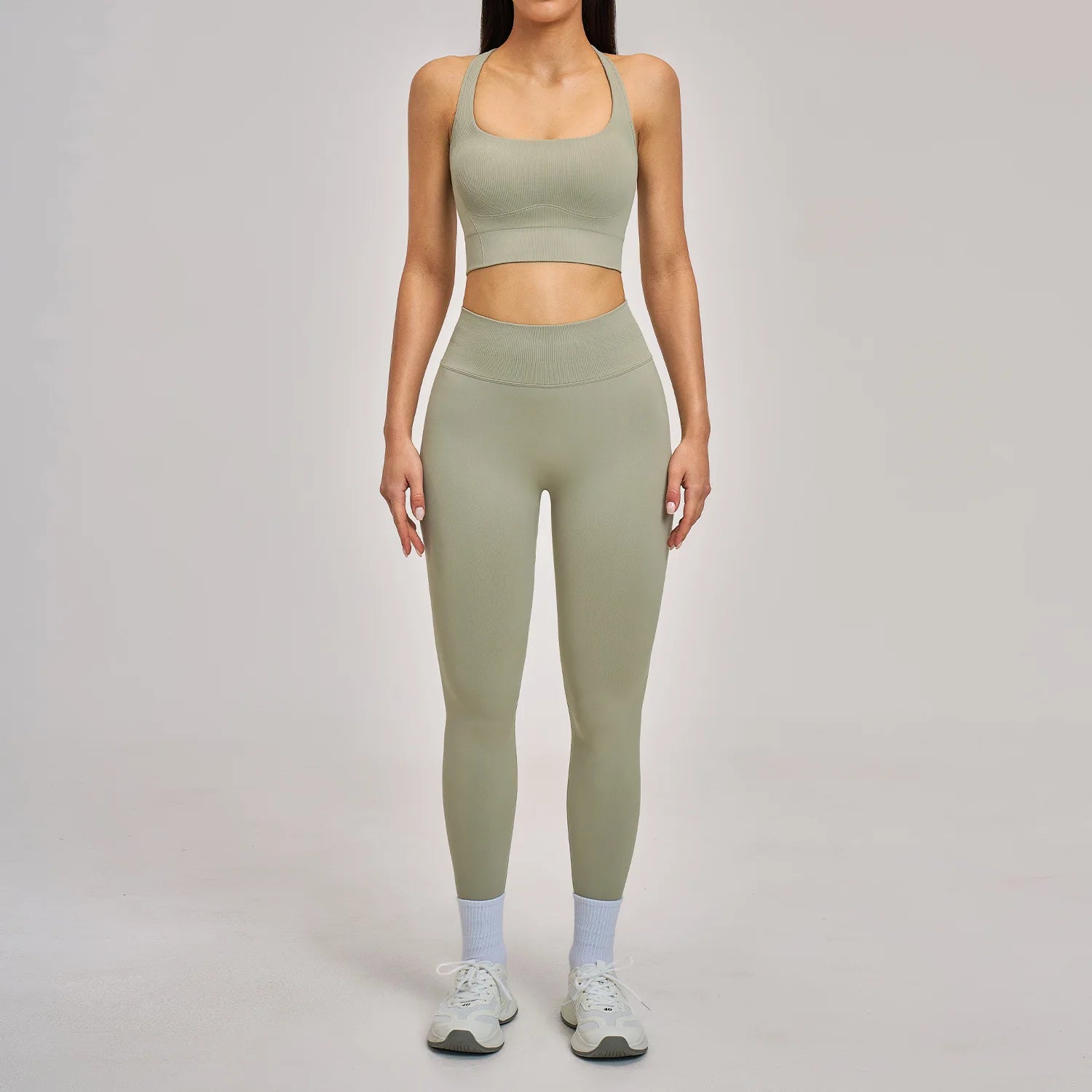 Women's 2-Piece Seamless Yoga Tracksuit | Gym Fitness Set Leggings & Sports Bra Breathable Activewear