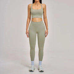 Women's 2-Piece Seamless Yoga Tracksuit | Gym Fitness Set Leggings & Sports Bra Breathable Activewear