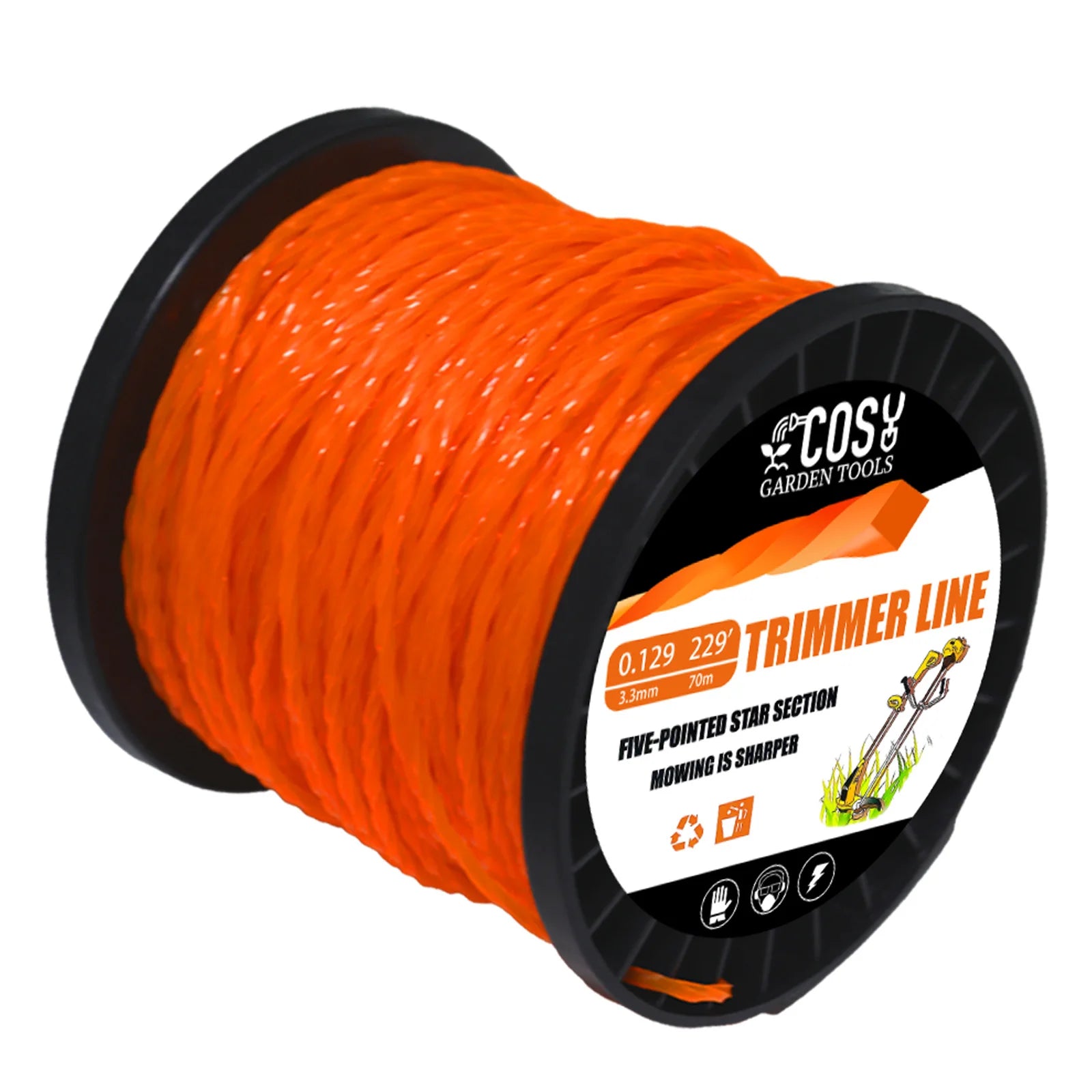 Spiral Strimmer Line 2.0–4.0mm | Graphite-Filled Nylon String Trimmer Cord for Lawn Mower Grass Cutter