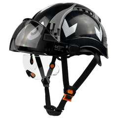 Vented construction safety helmet with double visors and reflective stickers – image 9