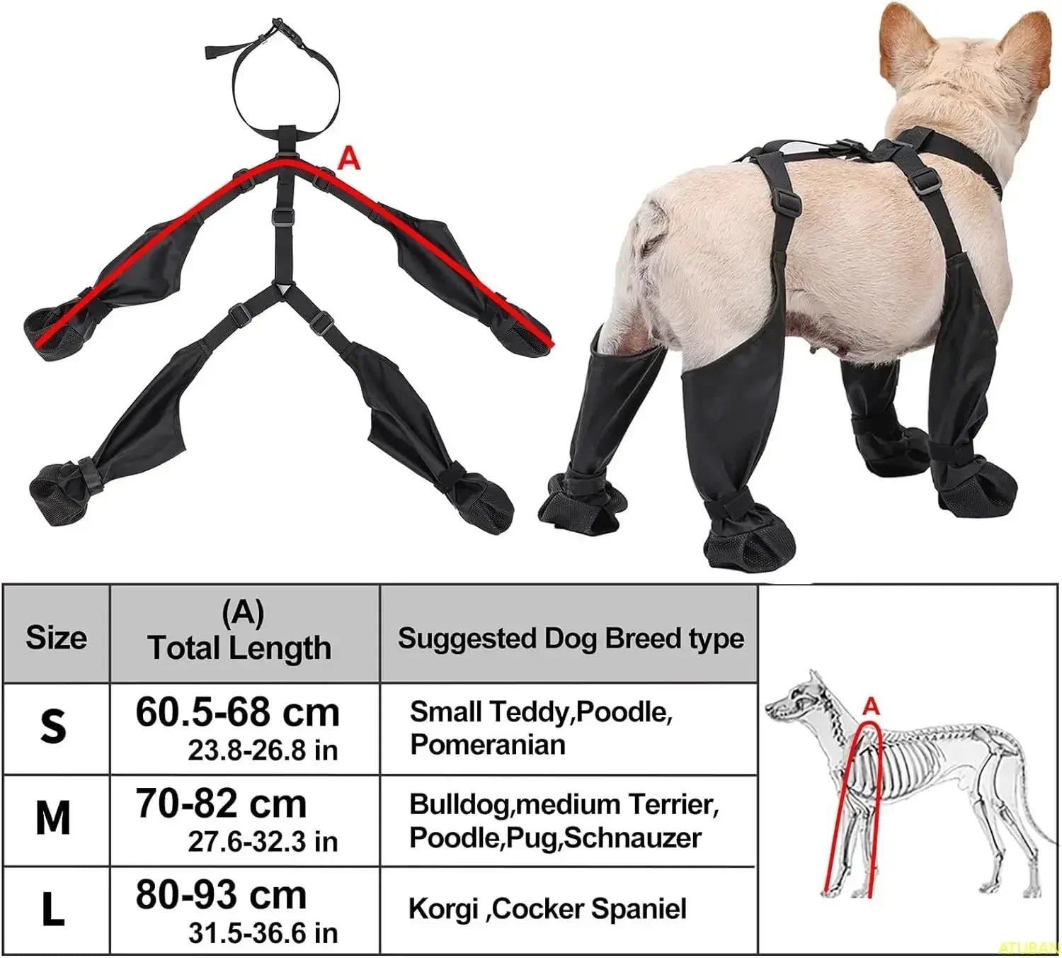 Waterproof Dog Boots with Harness Support by Snagg A Shoes