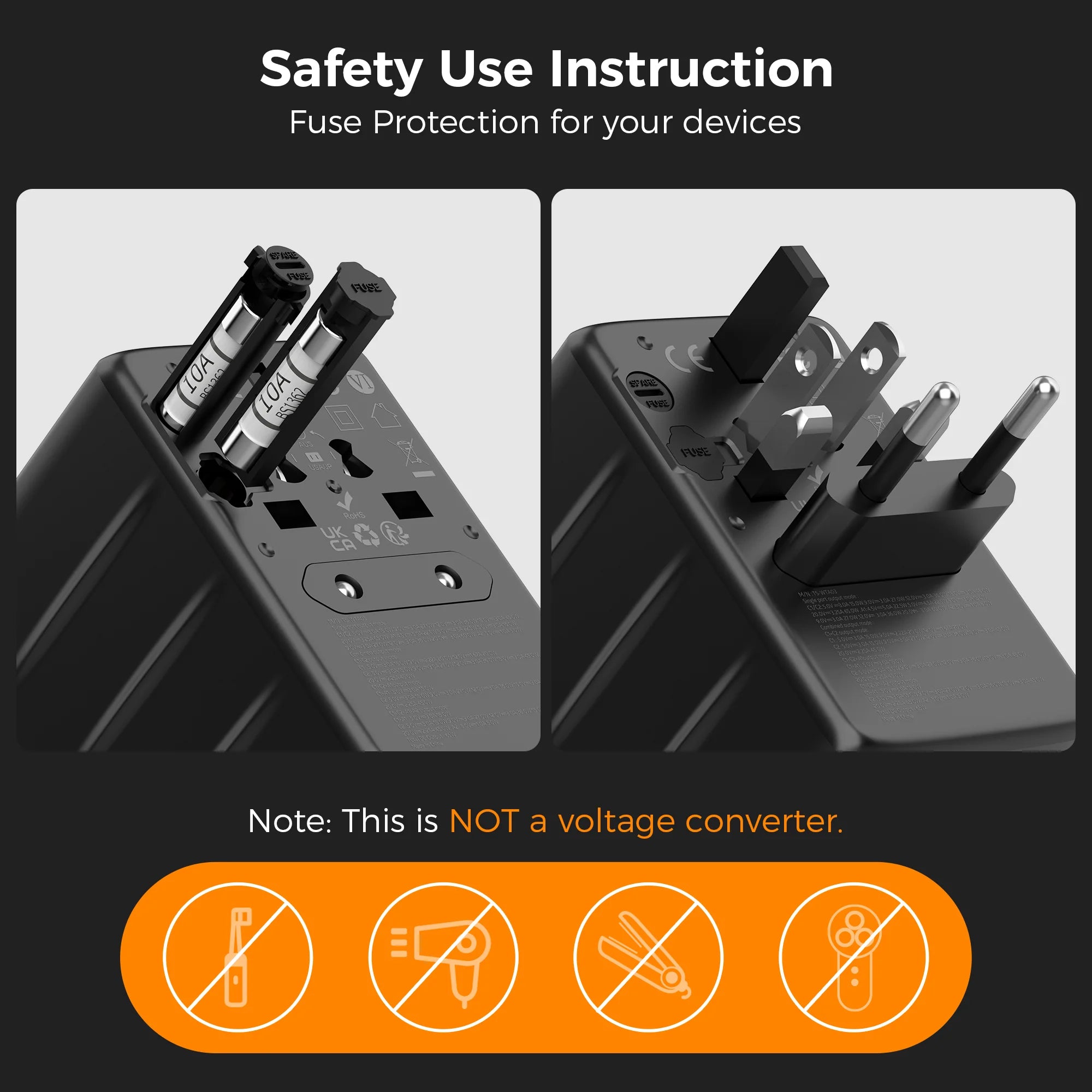 65W GaN Universal Travel Adapter with USB Type C by Snagg A Travel Adapter