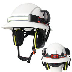 Full brim construction safety helmet with earmuffs and head lamp – image 14