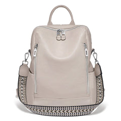 Genuine Leather Convertible Backpack – Multi-Pocket Day Pack & Shoulder Bag for Travel & Commuting