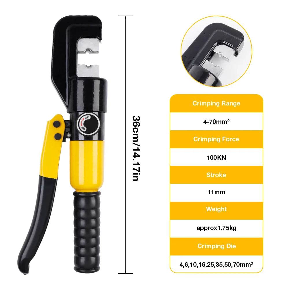 10T Hydraulic Crimping Tool Set – 4–70mm² with 8 Dies & Gloves - SnaggIt