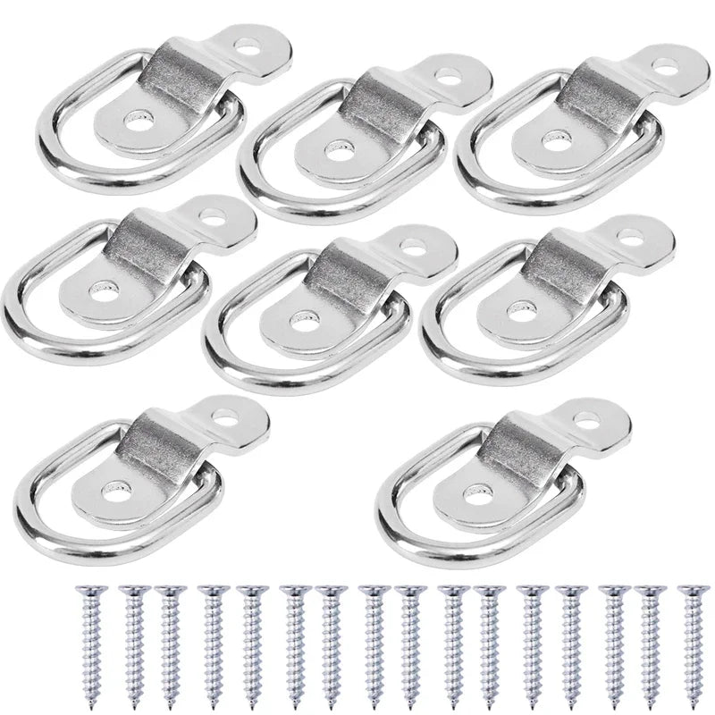 Stainless Steel D-Ring Tie Down Anchor | Lashing Ring Pull Hook for Car Boat Cargo Trailer RV Van