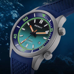 BERNY Titanium Diver’s Watch – Miyota 8215 | 200M (Silicone Strap) - SnaggIt