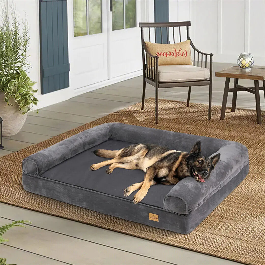 Orthopedic Pet Mattress with Bolster Sides & Washable Cover by Snagg A Pet Bed
