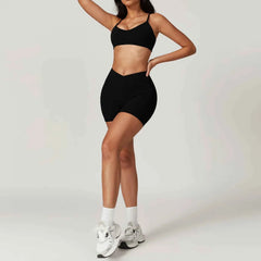 Women's 2-Piece Short Sleeve Yoga Set | Crop Top & High Waist Leggings Gym Workout Sportswear
