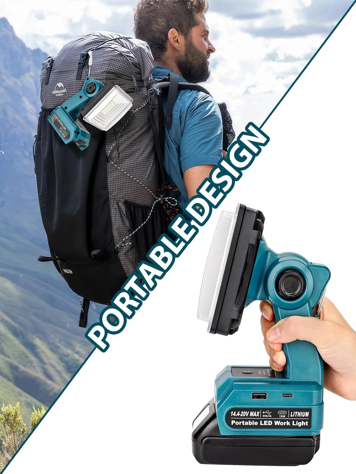 Cordless LED Work Light Compatible With Makita 18V LXT Battery - Spotlight