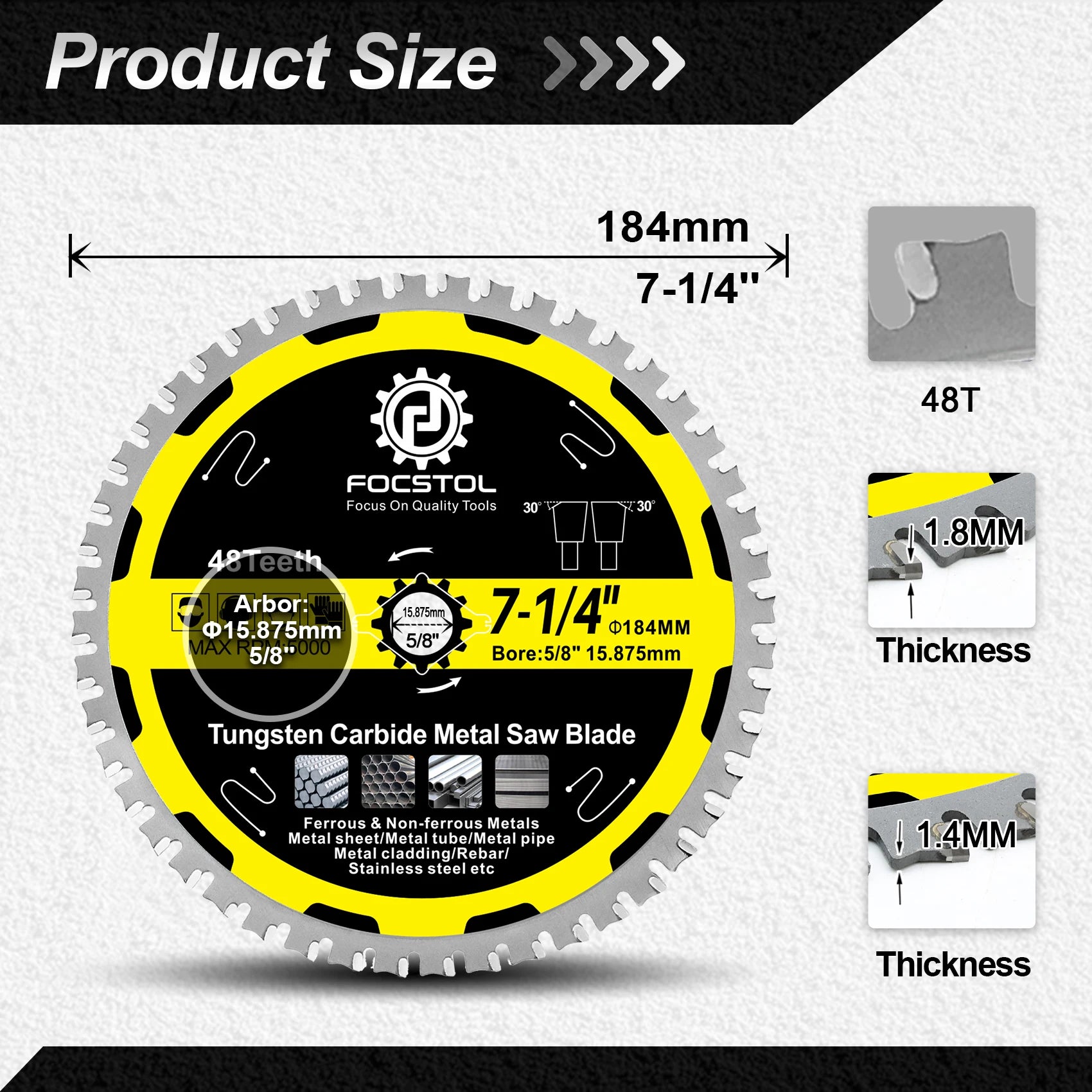Hard Alloy Circular Saw Blade for Metal | Iron Metal Plate Tube Stainless Steel Wood Cutting CE Certified