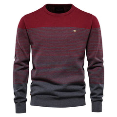 Men’s Spliced Cotton-Lycra Pullover | Premium O-Neck Winter Knitted Sweater