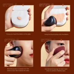 Professional Dual Finish Complexion Set – Flat Top Kabuki Brush & Sculpting Sponge