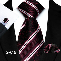 Luxury Business Tie Set — 8cm Men’s Formal Striped Necktie with Matching Accessories