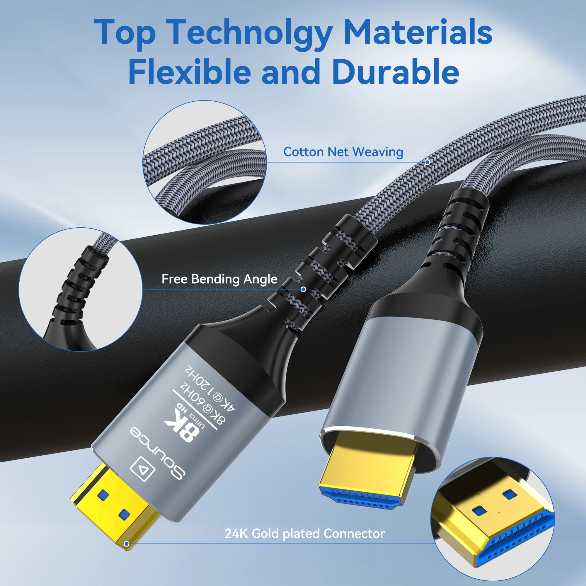 8K HDMI 2.1 Fiber Optic Cable – Supports 8K@60Hz & 4K@120Hz by Snagg An HDMI Cable