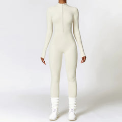 Women's Long Sleeve Zipper Yoga Romper | One-Piece Gym Jumpsuit High-Intensity Fitness Skin-Tight
