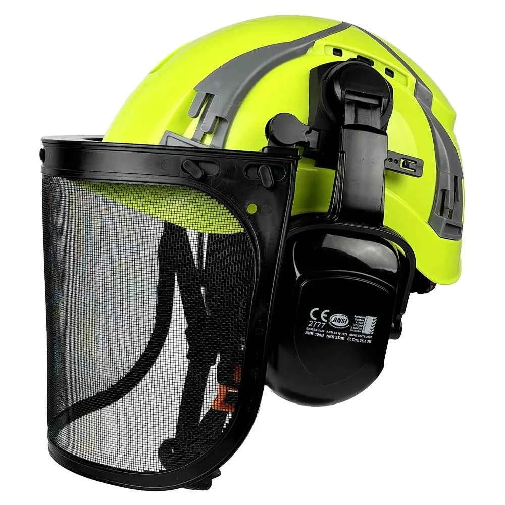 Forestry safety helmet kit with mesh face shield and earmuffs – image 1