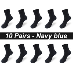 10 Pair Bamboo Business Socks, Soft, Breathable Black Crew (Sizes 39–48)