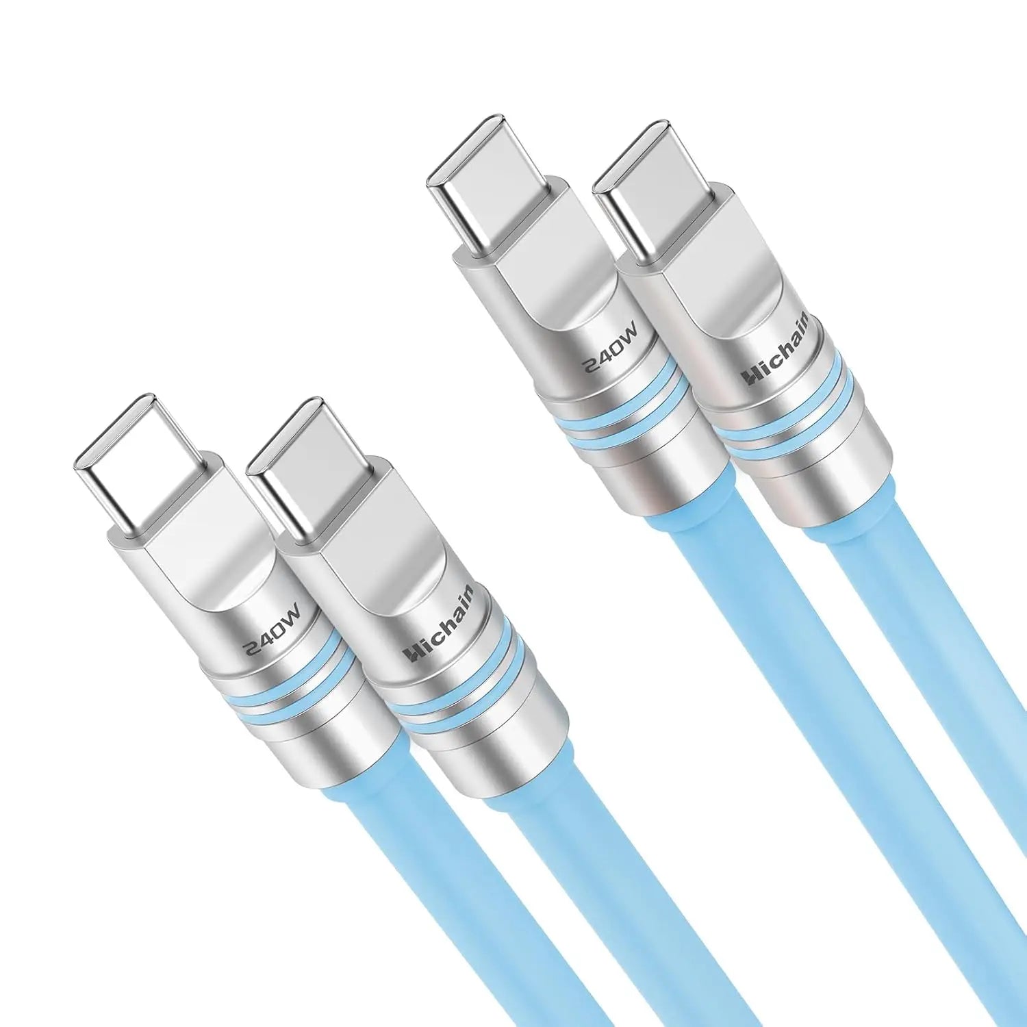 2-Pack USB-C to USB-C 240W PD Cable | Liquid Silicone Zinc Alloy Fast Charging for iPhone Laptop Tablets