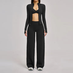Women's 2/3-Piece Long Sleeve Workout Set | Gym Tracksuit Leggings Sports Bra Athletic Activewear