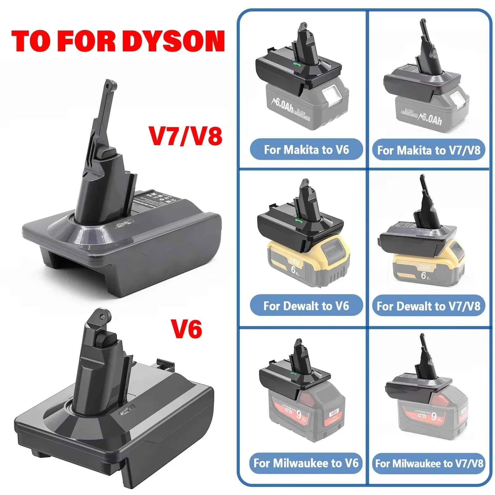 Dyson V6 V7 V8 battery converter with low-battery light – image 2