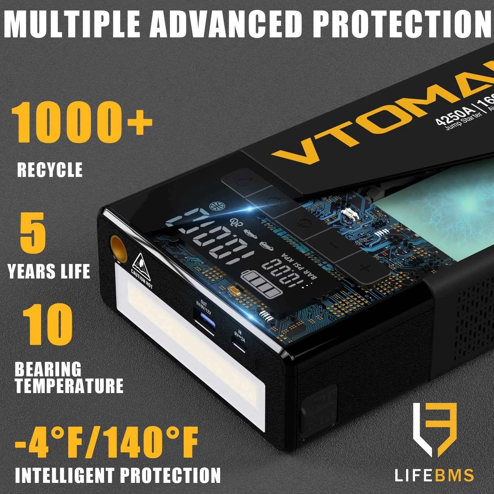 12V car jump starter with tyre inflator – image 5