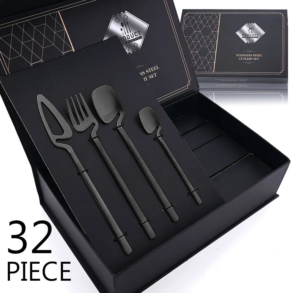 32pcs Black Matte Cutlery Set by Snagg A Dinnerware