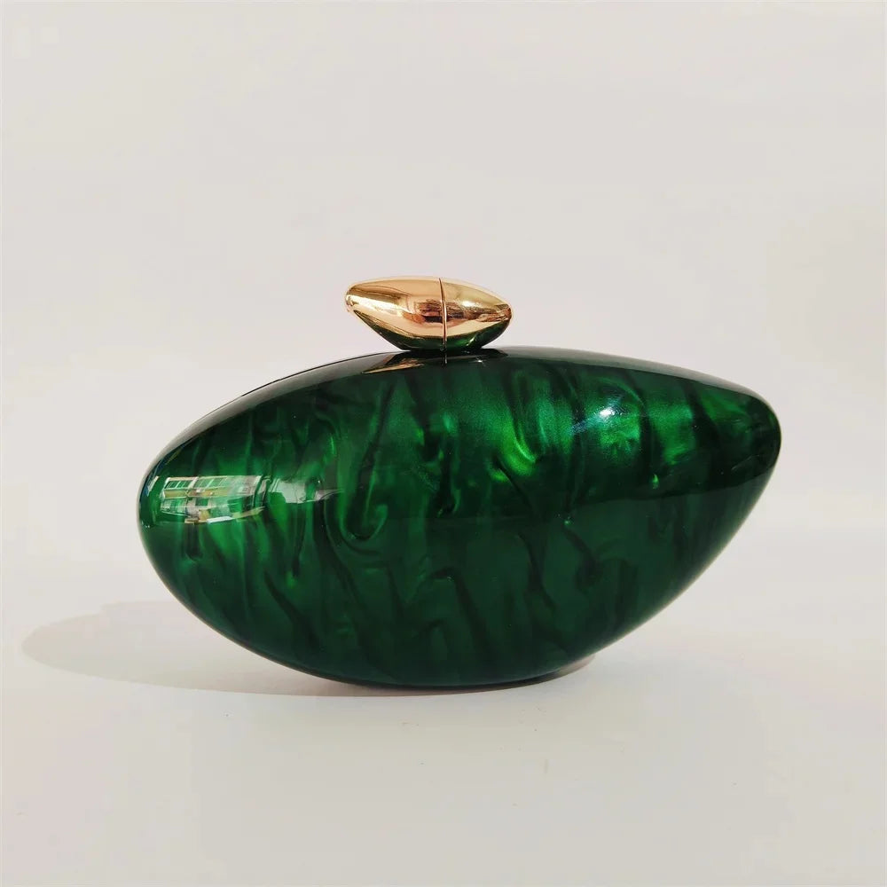 Pearl Brown Marble Acrylic Box Clutch by Snagg It Purses