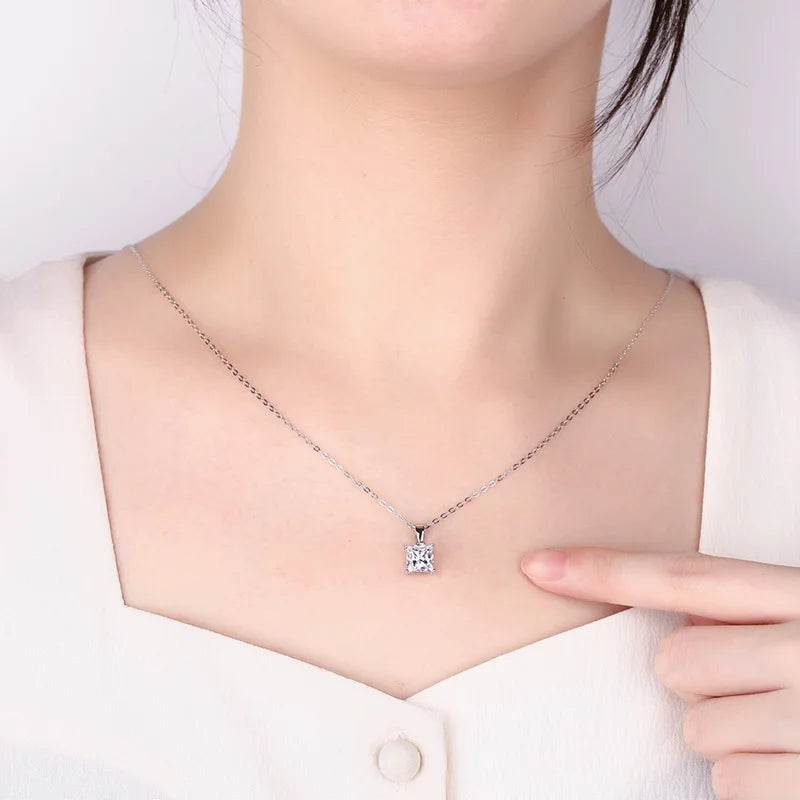 1–2CT Square Moissanite Pendant Necklace - SnaggIt