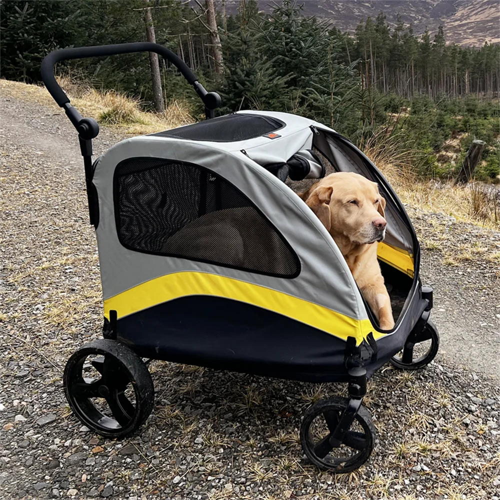 Premium 4-Wheel Foldable Dog Pram with Breathable Mesh by Snagg A Pet Stroller