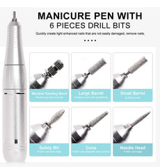 Professional 45,000 RPM Brushless Electric Nail Drill – High Torque Rechargeable Manicure & Pedicure Station