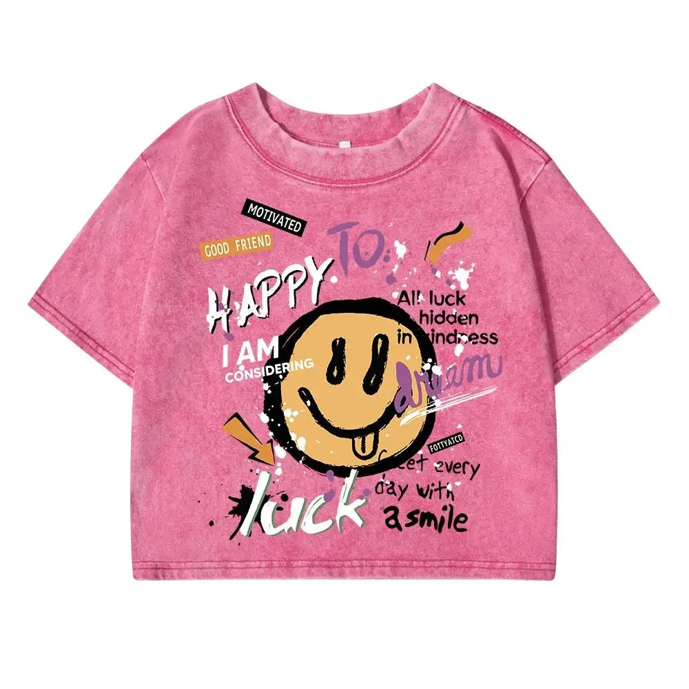 " Happy " Streetwear, Loose Fit Summer T-Shirt - SnaggIt