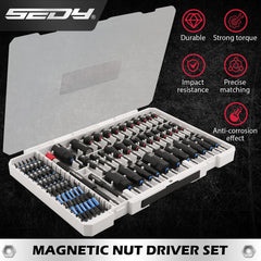 80 Pcs Premium Magnetic Impact Nut Driver Set – Metric & SAE with Socket Adapters, Bit Holder, Wing Nut Driver & Power Bits