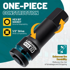 10 Pcs 1/2" Drive Impact Hex Bit Socket Set – High Torque Metric Sockets with XPE Storage for Automotive & Machinery Repair