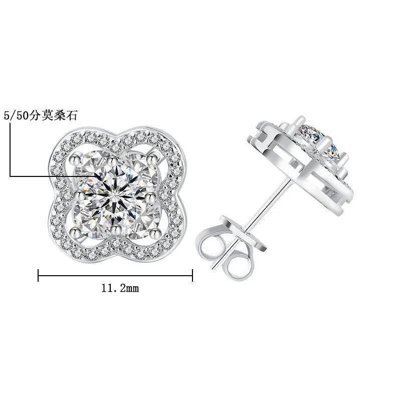 0.5CT Teal Moissanite Four-Leaf Stud Earrings - SnaggIt