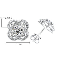 0.5CT Teal Moissanite Four-Leaf Stud Earrings - SnaggIt