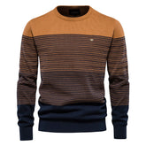 Men’s Spliced Cotton-Lycra Pullover | Premium O-Neck Winter Knitted Sweater