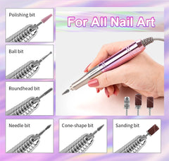 Professional 35,000 RPM Coreless Motor Nail Drill – High Torque 65W Wireless Desktop Station