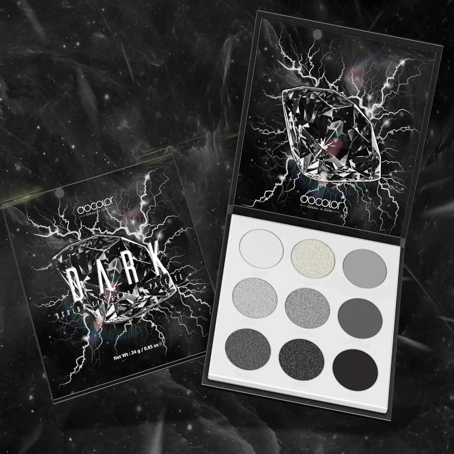 Black Gemstone Smokey Eye Palette – 9 Color High Pigment Shadow Collection for Goth, SFX, and Nighttime Glam