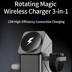 3 in 1 Wireless Charger Rotating Magnetic for Apple by Snagg A Charging Station