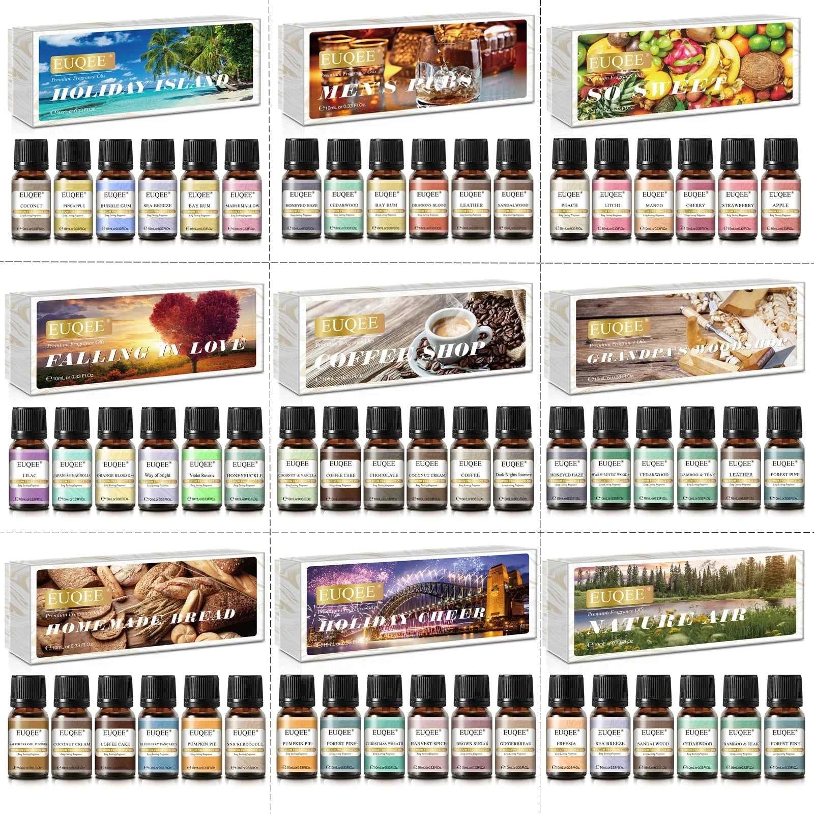 6 Piece Fragrance Oil Collection – 10ml Pure Natural Aroma Diffusion Set for Wellness & DIY Crafting