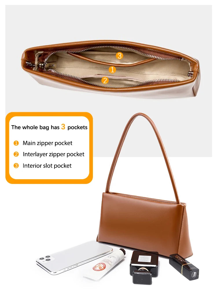 Luxury Leather Underarm Shoulder Bag – High-Sense Fashion Crossbody Handbag for Women, All Seasons