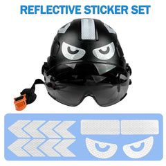 Vented construction safety helmet with twin visors, earmuffs and reflective stickers – image 5