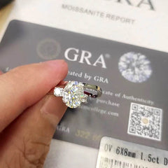 2ct Oval Moissanite Double Ring Set - SnaggIt