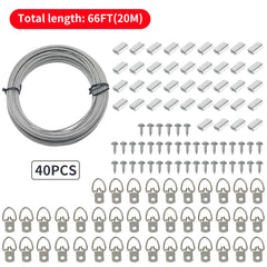 1.5mm 304 Stainless Steel Cable Suspension Kit | Picture Frame Hanging Wire Rope with Hardware