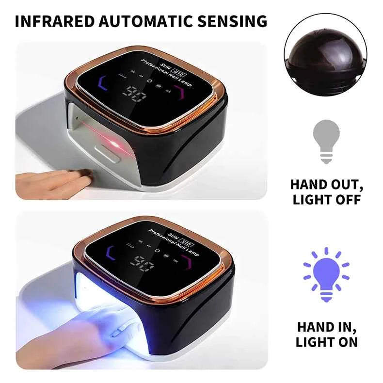 Professional Wireless HD Smart UV/LED Nail Station – High Capacity Rechargeable Curing Lamp